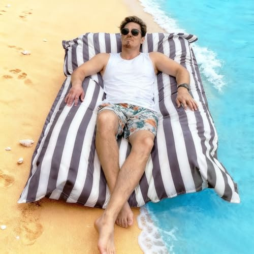 SXBCyan Funda De Puf Flotante De 140 X 180 Cm For Piscina con Revestimiento Interior Sin Relleno - Puf Reutilizable For Natación - Funda De Puf Flotante For Casa, Jardín, Playa, Campamento(Dark Grey)