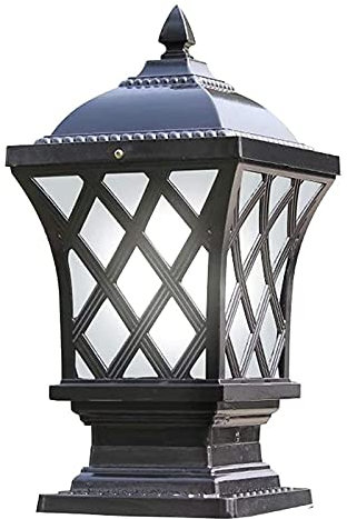 Lampada a colonna impermeabile per esterni industriale vintage moderna Griglia a rete nera Lampade a colonna in alluminio pressofuso Lampade a colonna quadrate per esterni Lampada a colonna
