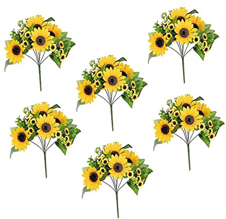 CORHAD 6stücke Künstliche Sonnenblumen Realistische Simulation Pflanzen Für Hochzeiten Partys Und Tischdekoration Hochwertige Seidenblumen Für Zuhause Fotoprop Und Bastelprojekte