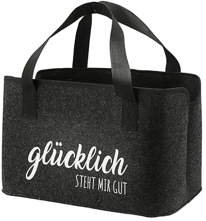 Cepewa Filztasche | dunkelgrau 40x26,5x21cm 100% Polyesterfilz 3mm | Einkaufstasche Shopper Henkeltasche