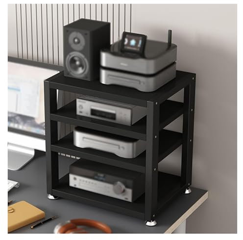 Compact Stereo Receiver Stand for Home Audio System MultiFunctional Entertainment Center for Media Devices TV CD Player Turntable and Game Console Storage Unit Living Room Furniture Organize