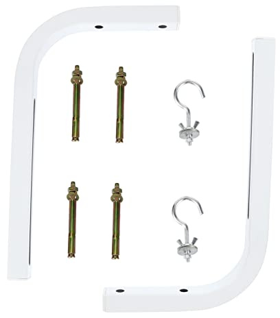 DOITOOL 2pcs Metal Projector Screen L Bracket Wall Mount with Hook, Iron Secure Hanging Holder for Manual Screens, Easy Wall Mounting and Keystone Correction