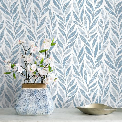 Safiyya 393x17.3 Blue Peel and Stick Wallpaper Boho Contact Paper Modern Stick on Wallpaper for Bathroom Adhesive Kitchen Wall Paper Vinyl Rolls