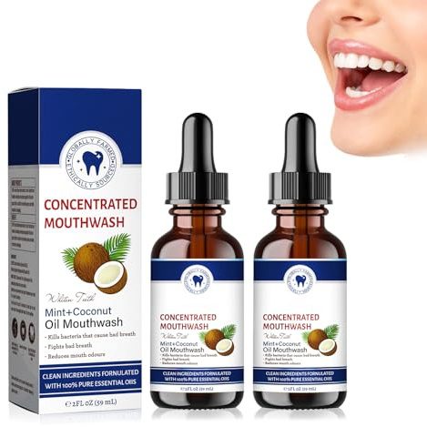 Coconut Fresh Oil-Pulling Mouthwash, Kokosnussöl-Ziehen, frischer Atem & Whitening Mouthwash (2pcs)