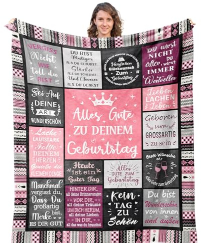 Zymuegist Geburtstagsgeschenk für Frauen, Kuscheldecke Geschenke für Mädchen, Ehefrau, Mama, Frau, Freundin, Schwester zum Muttertag Geburtstag Valentinstag Weihnachten (Geburtstag, 150X200CM)