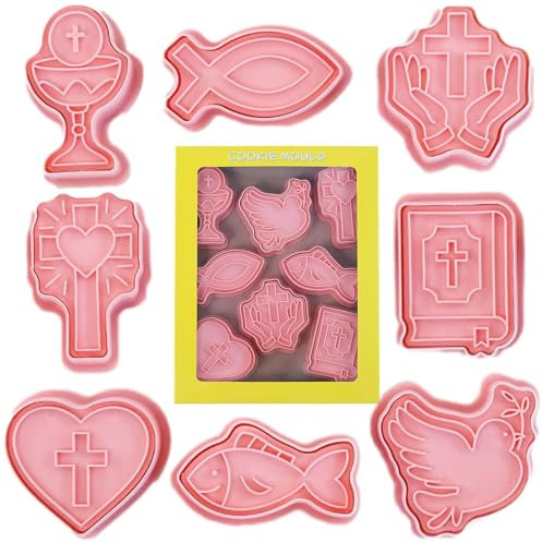 Tagliabiscotti Con Calice Santo Cup Per Pasqua Halloween - Tagliabiscotti Cristiani, Set Di 8 Stampi Per Biscotti Per Battesimo Religioso | Natale Battesimo Religioso Comunione