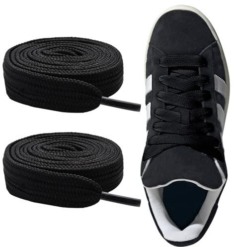 CCSOFTIME 2 Pairs Jumbo Wide Flat Shoe Laces for Adidas Campus Trainers | 16mm Chunky Thick Fat Laces Replacement Laces for Airforce,Boots,Skate Shoes