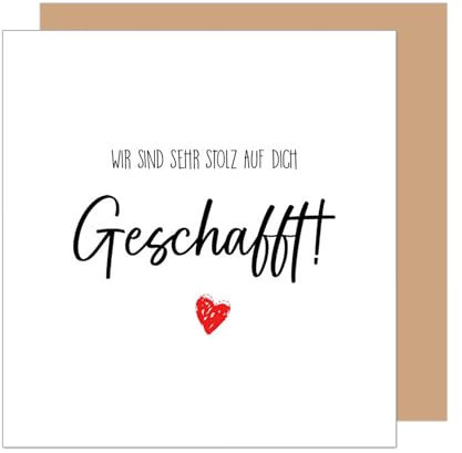 Edition Seidel Premium quadratische Glückwunschkarte zur bestandenen Prüfung mit Umschlag. Grußkarte Karte mit Spruch Abschluss Feier Abitur Studium Abi Matura Master Bachelor (PRQ106 SW025)