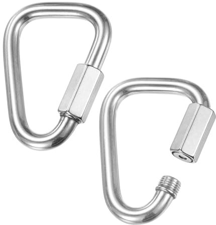 M METERXITY 2-Pack Quick Chain Link Connector, M12 1/2 304 Stainless Steel Triangle Locking Repair Chain Links for Swing/Camping/Hiking/Backpack, Twist Key Ring Screw Chain Link [Silver]