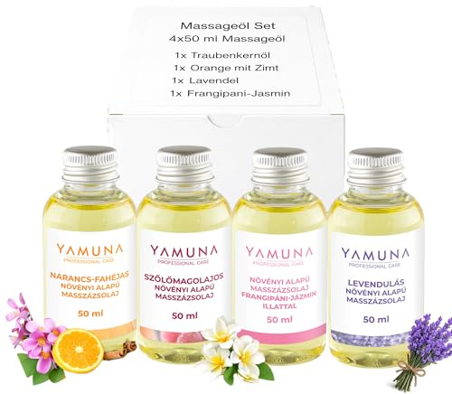 YAMUNA NATURAL BEAUTY-Sets im Geschenkkarton – Natürliche Pflege & Duftreise für die Sinne – 200 ml (4 x 50 ml) – 100% Pflanzliche Öle | Wellness und Entspannung zu Hause (Blüten und Früchte)
