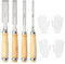 APOMOONS Lot de 4 Ciseaux A Bois 6, 12, 18, 24mm Ciseau Au Manches A Bois pour Professionnels Et DéButants pour Le Bricolage Livré Avec 2 Paires de Gants Et un Sac de Transport