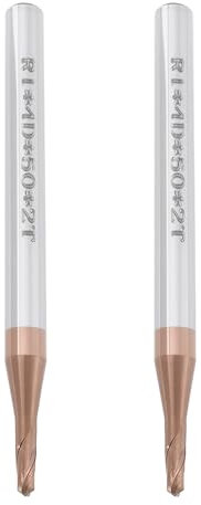 Briny River Lot de 2 Fraises à Bout Sphérique de 2 Mm Revêtement AlTiN Carbure de Tungstène HRC55 pour Gravure CNC