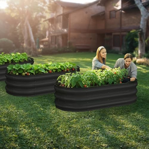 Cachpib Metal Raised Beds for Garden Vegetables 195x28x60Cm Outdoor Galvanised Planter Box for Growing Outdoor Plants, Vegetables, Flowers and Herbs