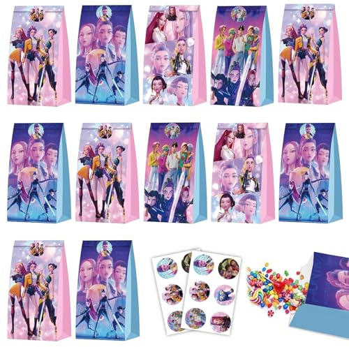 JUNERUN 12 Stück Huntrs Geschenktüte Klein, Huntrs Mitgebsel Papiertüten Kindergeburtstag, Party süßigkeiten tüten mit 12 Aufkleber, Geschenkpapier Verpackungen für Kindergeburtstag