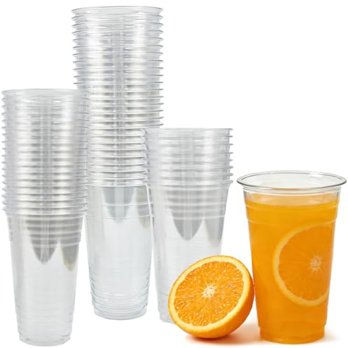 SLTAXAR 50 PCS Vasos Plástico Reutilizables 700ml, Vasos de Sidra Plasticos, Vaso de Plástico Transparente, Vaso para Beber Agua Jugo Cerveza y Bebidas, Vasopara Fiesta, Cumpleaños, Bodas y Eventos