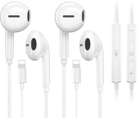 2 Pack Wired iPhone Earphones,Apple MFi Certified in ear Lightning Earbuds Headphones Compatible with iPhone 14/13/12/11/8/7/X/Pro/Pro Max