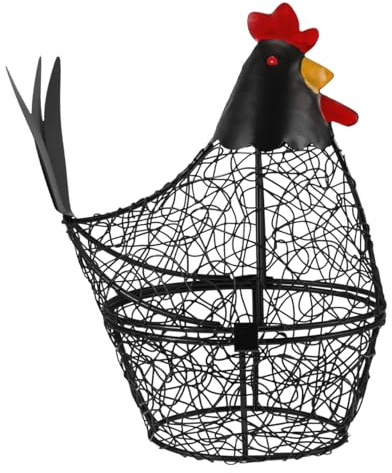 iplusmile Eierkorb: Hühnerförmiger Eierkorb aus Eisen, Küchenaufbewahrung für Landhausküchen, Osterdekoration, 26,00 X 25,00 X 12,00 Cm