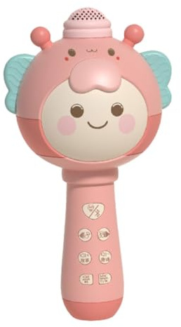 Veemoon Microphone Karaoké sans Fil 5.0 pour Garçon et Filles, Chant Rechargeable USB, Microphone Léger en Abs, pour Fête, Entraînement et Jeu D’Imagination, Micro Rose Cerise