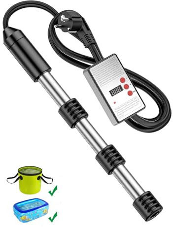 Electric Immersion Heater 2500W, Submersible Water Heater with Digital Temperature Display, Auto Power Off, Stainless Steel Safety Guard for Home and Industrial Use