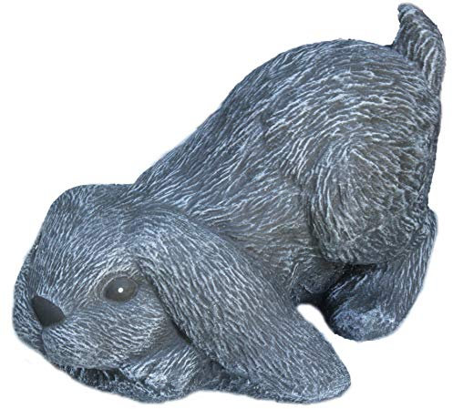 STEINFIGUREN SPICKER Steinfigur Hase Zwergkaninchen,Widder 105/1 Gartenfigur Steinguss Tierfigur Basaltgrau
