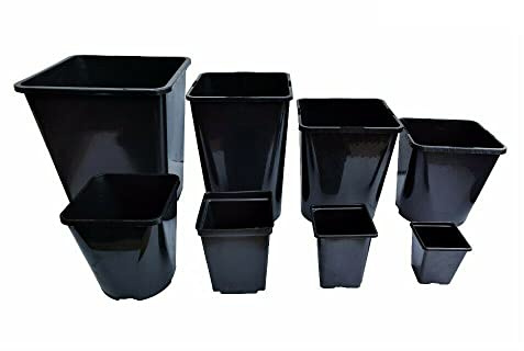 Elixir Gardens | Strong Square Black Recycled Plastic Hydroponic Pots | .25L / .75L / 1L / 2L / 3L / 4.5L / 5.5L / 11L Quantities 1-1000 | 11 Litre x 20