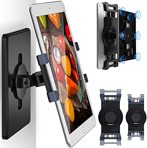 AboveTEK Supporto Magnetico Universale da Parete per iPad, Pinza Rotante 360° per Tablet 6-13 pollici, Forte Attacco a Superfici Metalliche su Armadio Lavagna Frigorifero Cucina Auto