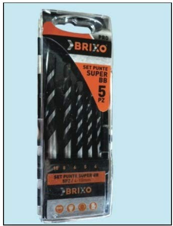 Set Punte Muro 5pz Super BB BRIXO da 4-5-6-8-10mm ideali per Calcestruzzi Cemento armato Mattoni DIN8039