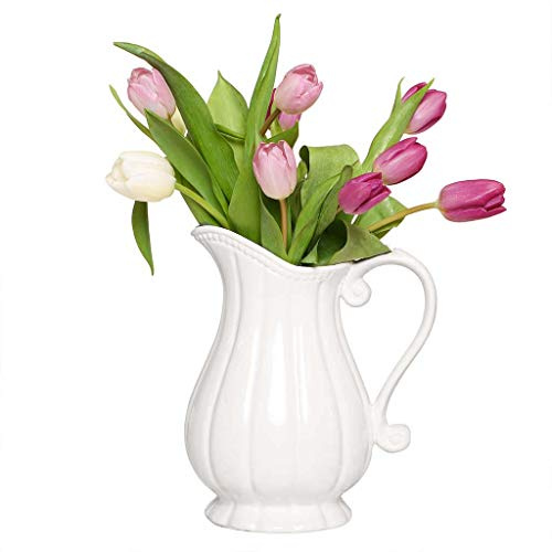Flower Vase Pitcher Jug Water Tight White Decorative Ceramic Vase