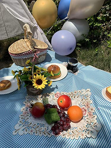 SlimpleStudio Picknick Camping Strand MatteNeue Karierte Picknickmatte Picknick Stoff Strandmatte Outdoor wasserdichte und feuchtigkeitsbeständige Matte-Blaue Streifen_150x200cm