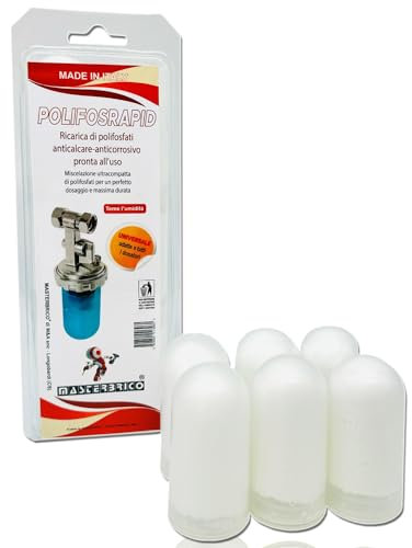 Ricarica Polifosfati per Caldaia in Polvere, 6 Pezzi - MASTERBRICO, Ricariche Polifosfati Pronte all’Uso, Anticalcare e Anticorrosione Universali, Per Tutti i Dosatori Caldaia, Lavatrice e Scaldabagno