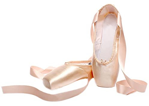 BININBOX Balett spetsskor för nybörjare satin professionella dansskor ballerina med sydda band för kvinnor flickor, - ROSA - 39 EU