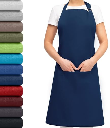 EllaTex Küchenschürze Unisex – Kochschürze 100% Baumwolle, verstellbar, mit Tasche, für Küche, Grill, Gastronomie & Service