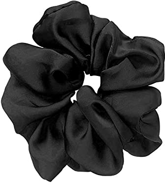 JeoPoom Elastico Capelli ​Vera Seta, Anello per Capelli, Elastici Scrunchie per Capelli, Fasce Elastiche Pettinature Donna, Morbidi Elegante Accessorio(Nero)