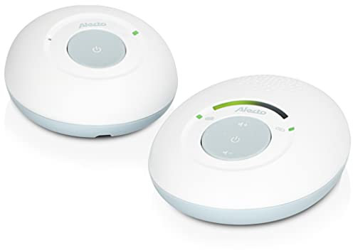 Alecto DBX110 Babyphone Audio - digitales Babyphone mit DECT - 300 m Reichweite - kompaktes Design - LED Lautstärkeskala - VOX Funktion - strahlungsarm - weiß
