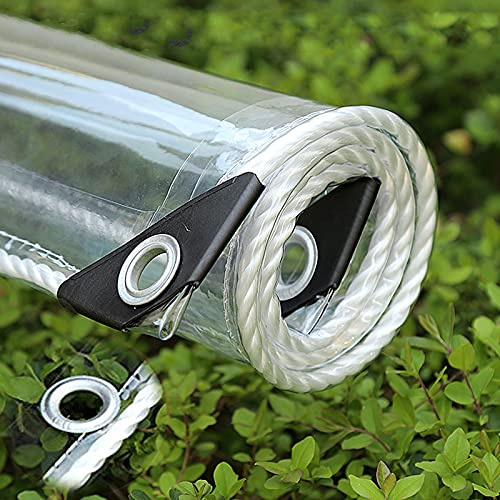 Transparent tarp,Heavy Duty Waterproof PVC Transparent Tarpaulin,0.35mm Poly Vinyl Clear Tarp Cover,with Eyelet,Awning Canopy Patio Enclosure,Anti-Aging Insulation Soft Glass Tarpaulin (1.2x2.5m)