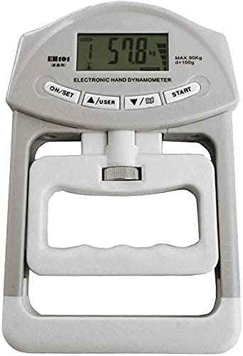AZHU Digital Hand, Dinamometro Digitale Per La Mano Misurazione Della Forza Della Presa Eter Auto Che Cattura La Potenza Dell'impugnatura Elettronica 198 libbre / 90 kg (Confezione da 2 grigi)