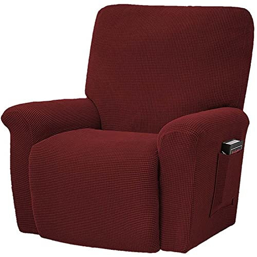 RTSFKFS Jacquard Sesselbezug 4-teiliges, Sesselschoner, Stretchhusse für Relaxsessel Komplett, Elastisch Bezug für Fernsehsessel Liege Ruhesessel Bezüge Sofa überzug Schutzbezug (Color : Color-13)