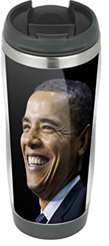 Barak Obama Ancien président américain Smile – Tasse de voyage, tasse isotherme pour boissons chaudes et froides