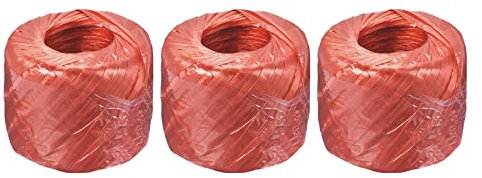 sourcing map Poliéster Nylon Plástico Cuerda Cordel Doméstico Atado para Embalaje Jardinería Artesanía, 150m Longitud, Rojo Paquete de 3