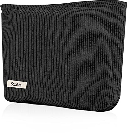Petite Pochette Maquillage Trousse de Maquillage Tissu Sac à Cosmétiques à Glissière Sacs à Main Portables pour Femmes Trousse de Toilette Voyage Imperméable pour Port Quotidien,Stockage-Noir