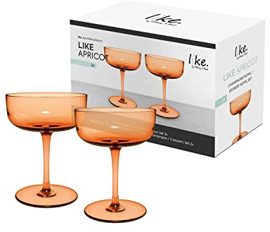 Villeroy & Boch - Like Apricot coppa da spumante, coppetta da dessert set da 2 pz., vetro colorato arancione, capacità 100ml