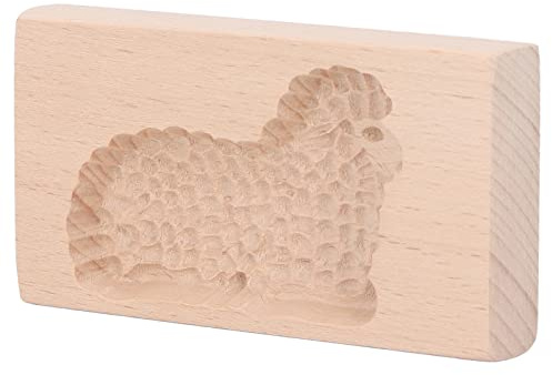 Cookie Press, Biscuit Animal Shape Carved Wooden Mould Press Cookie Reusable Biscuit Stamp Beech Wood Cookie Stamps DIY Valentines Day Thanksgiving for Baking (Lamb)