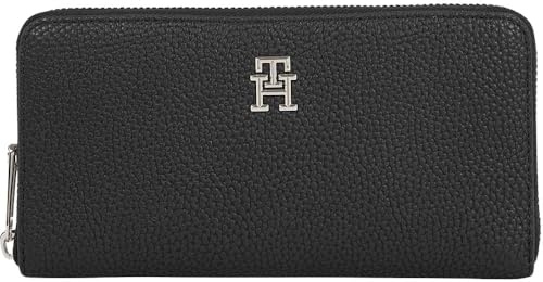 Tommy Hilfiger Damen Geldbörse Emblem Large mit Reißverschluss, Schwarz (Black), Einheitsgröße