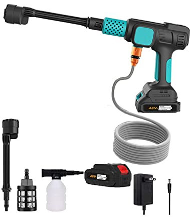 Idropulitrice A Batteria, Idropulitrice Portatile Con Ugello 6 in 1 E 0-180°, Batteria Ricaricabile Da 21 V, Idropulitrice Leggera Per Auto, Pavimenti, Recinzioni,One battery