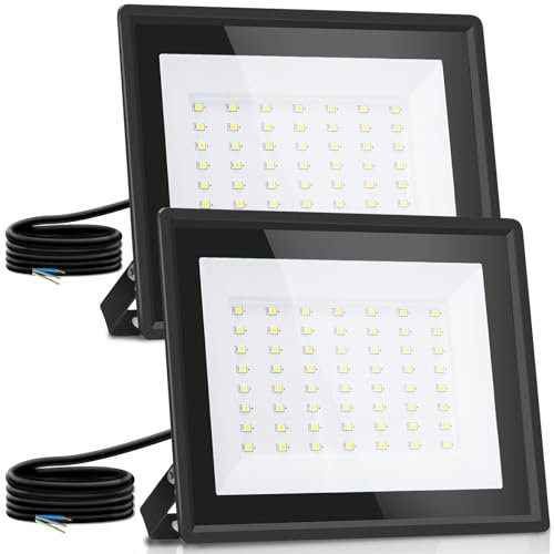 Aigostar- Faretto led 50W da Esterno,2 Pezzi,bianco naturale,Super illuminoso Faro led da 4500 lumen e 4000k. Faretti led Impermeabile IP65 per cortile, giardino, garage, tetto.