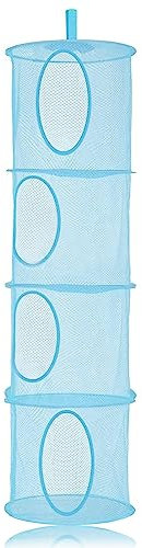 UOSIWYA Hängeaufbewahrung Faltbar Hängeorganizer mit 4 Fächern Hängende Netz-Aufbewahrungstasche Aufbewahrung Netz für Badezimmer Balkon (Blau)