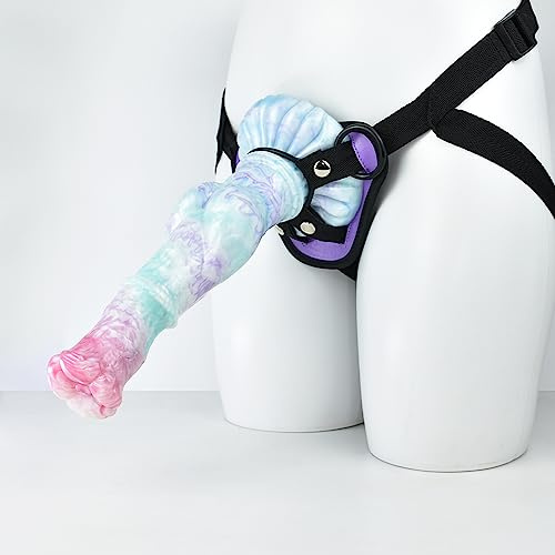 Bad Dragon - Dena Monster Dildo Strap-on Dildo Analplug realistischer Silikondildo mit Saugnapf Sexspielzeug Unisex vaginal und anal Dildo mit Harness (Ice Dragon, Purple)
