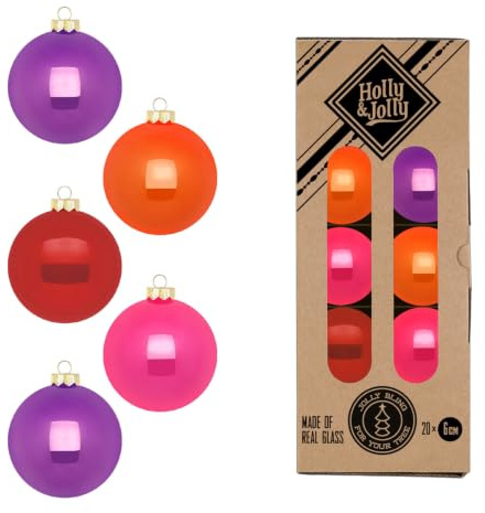 Weihnachtskugeln Glas 6cm x 20 Stück in Kartonbox Christbaumkugeln Set bunt Mix Party Time