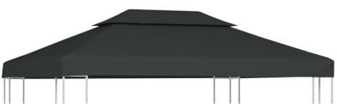 Higsose Pavillon-Dachplane mit Kaminabzug 310 g/m² 4x3 m Anthrazit Wasserdicht Stabil Winterfest Dach für Pavillon Gartenpavillon Abdeckung