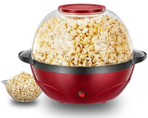 XoTiq Popcorn machine, 3.5L automatic mixing popcorn machine, electric heating oil popcorn popcorn machine, removable and non-stick plate, large lidded bowl, household 850W electric popcorn machine